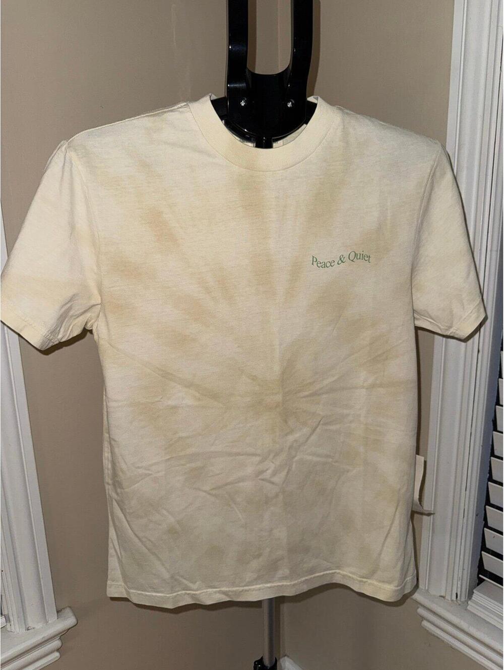 Museum of Peace & Quiet Graphic Tee Small Cream Minimalist Back Logo NWT